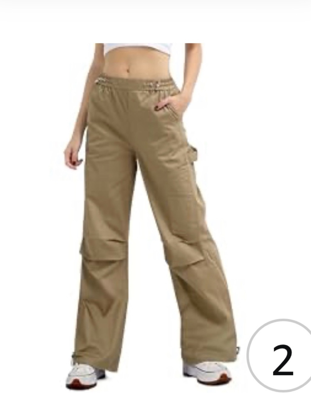 2 PAIRS Women’s Wide-Leg Cargo Pants in Khaki